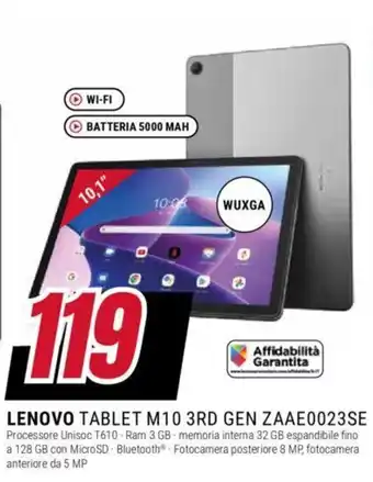 Trony LENOVO TABLET M10 3RD GEN ZAAE0023SE offerta