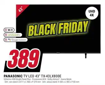 Trony PANASONIC TV LED 43" TX-43LX800E offerta