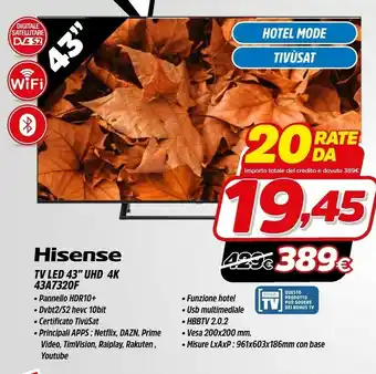 Fiducia & Convenienza Hisense Tv Led 43A7320F offerta