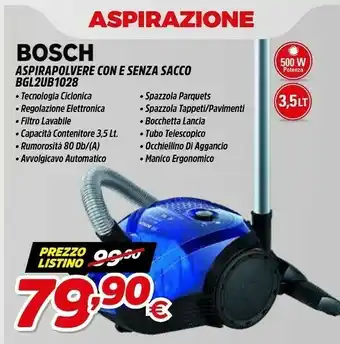 Fiducia & Convenienza Bosch BGL2UB1128 Aspirapolvere 600 W A Cilindro Secco Combi 3,5 L offerta
