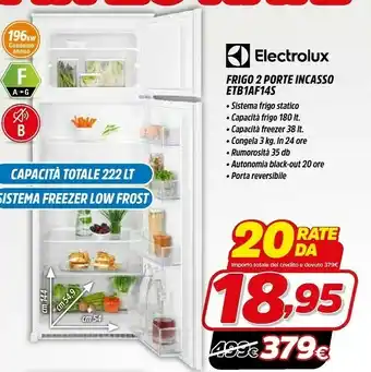 Fiducia & Convenienza Electrolux Frigo 2 Porte Incasso Etb1af14s offerta