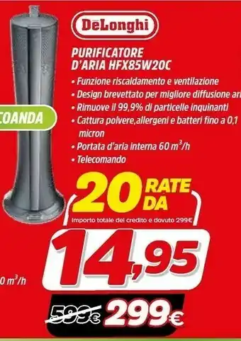 Fiducia & Convenienza DeLonghi HFX85W20C Purificatore 49 DB 2000 W Grafite offerta
