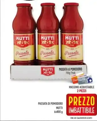 Conad Superstore PASSATA DI POMODORO MUTTI 6x800 g offerta