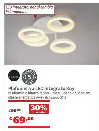 Bricocenter Plafoniera A Led Integrato Kuy offerta