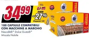 180 CAPSULE COMPATIBILI CON MACCHINE A MARCHIO Nescafè Dolce Gusto Miscela Nobile