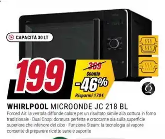 Trony WHIRLPOOL MICROONDE JC 218 BL offerta