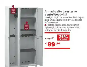 Bricocenter Armadio Alto Da Esterno 3 Ante Woody's offerta