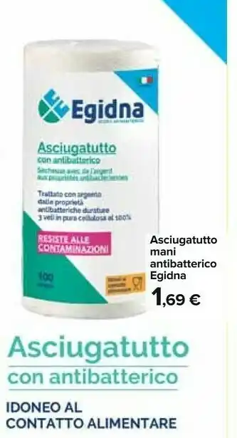 Carrefour Egidna Asciugatutto Mani Antibatterico offerta