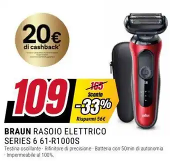 Trony BRAUN RASOIO ELETTRICO SERIES 6 61-R1000S offerta