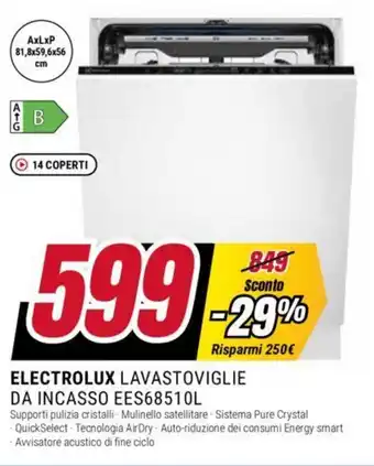 Trony ELECTROLUX LAVASTOVIGLIE DA INCASSO EES68510L offerta