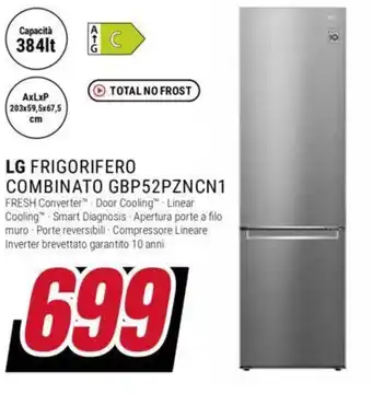 LG FRIGORIFERO COMBINATO GBP52PZNCN1
