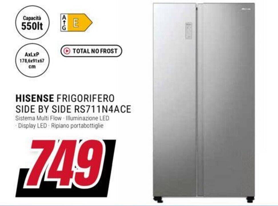 HISENSE FRIGORIFERO SIDE BY SIDE RS711N4ACE offerta di Trony