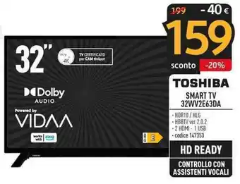 Sinergy TOSHIBA SMART TV 32WV2E63DA offerta