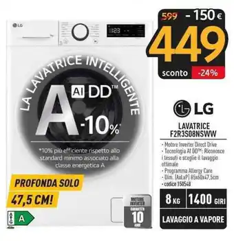 Sinergy LG LAVATRICE F2R3S08NSWW offerta