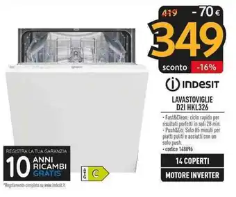 Sinergy INDESIT LAVASTOVIGLIE D21 HKL326 offerta
