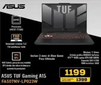Euronics ASUS TUF Gaming A15 FA507NV-LP023W offerta
