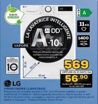 Euronics LG F4R3011NSWB I LAVATRICE offerta