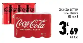 Conad COCA COLA LATTINA zero - classica 330 ml x 8 offerta