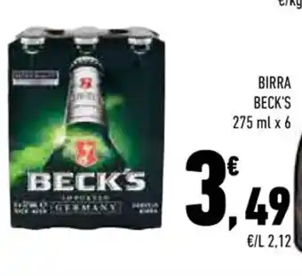 Conad BIRRA BECK'S 275 ml x 6 offerta