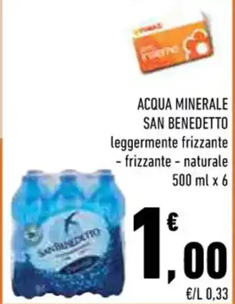 Conad ACQUA MINERALE SAN BENEDETTO leggermente frizzante -frizzante - naturale 500 ml x 6 offerta