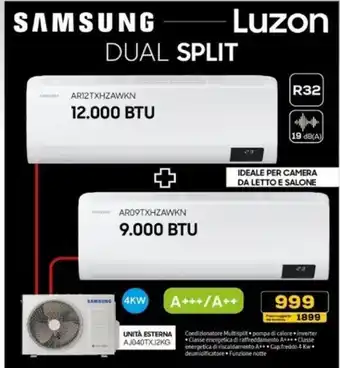 Euronics SAMSUNG DUAL SPLIT Condizionatore Monosplit offerta