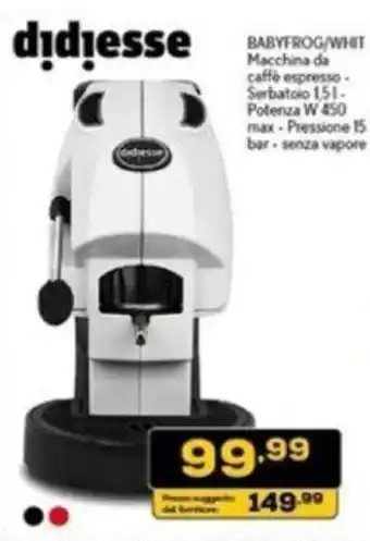Euronics didiesse BABYFROG/WHIT Macchina da caffè espresso offerta