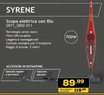 Euronics SYRENE Scopa elettrica con filo SR71_SB02 011 offerta