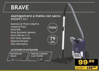 Euronics BRAVE Aspirapolvere a traino con sacco BV60PET 011 offerta