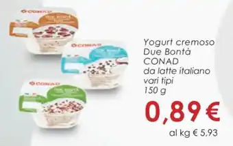 Conad Yogurt cremoso Due Bontà CONAD 150 g offerta