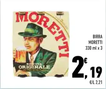 Conad BIRRA MORETTI 330 ml x 3 offerta