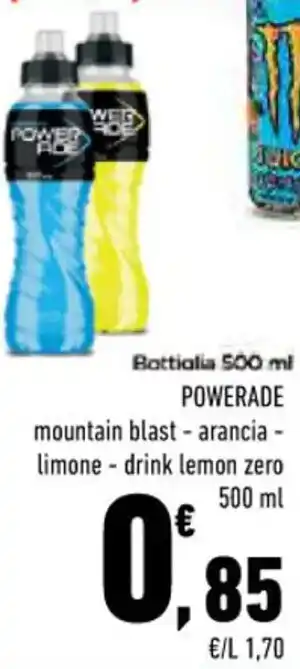Conad POWERADE mountain blast - arancia - limone - drink lemon zero 500 ml offerta