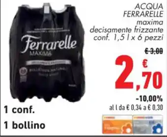 Conad ACQUA FERRARELLE maxima decisamente frizzante conf. 1,5 l x 6 pezzi offerta
