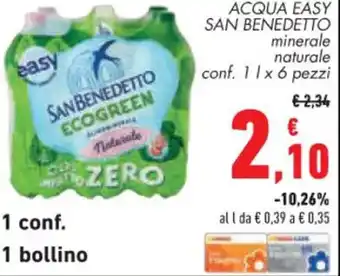 Conad ACQUA EASY SAN BENEDETTO minerale naturale conf. 1 lx 6 pezzi offerta