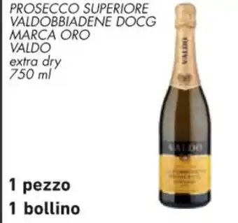 Conad PROSECCO SUPERIORE VALDOBBIADENE DOCG MARCA ORO VALDO extra dry 750 ml offerta