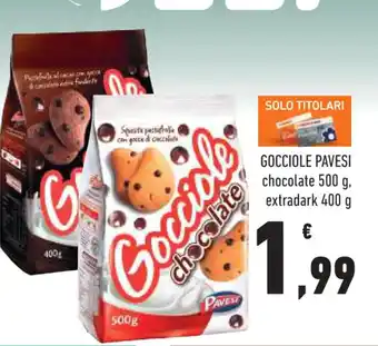 Conad GOCCIOLE PAVESI chocolate 500 g, extradark 400 g offerta