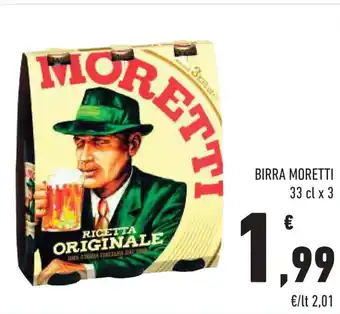 Conad BIRRA MORETTI 33 cl x 3 offerta