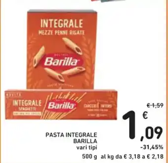 Spazio Conad PASTA INTEGRALE BARILLA vari tipi 500 g offerta