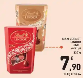 Spazio Conad MAXI CORNET LINDOR LINDT vari tipi 337 g offerta