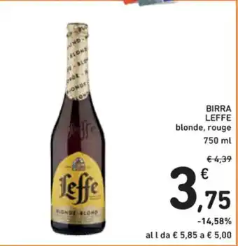 Spazio Conad BIRRA LEFFE blonde, rouge 750 ml offerta