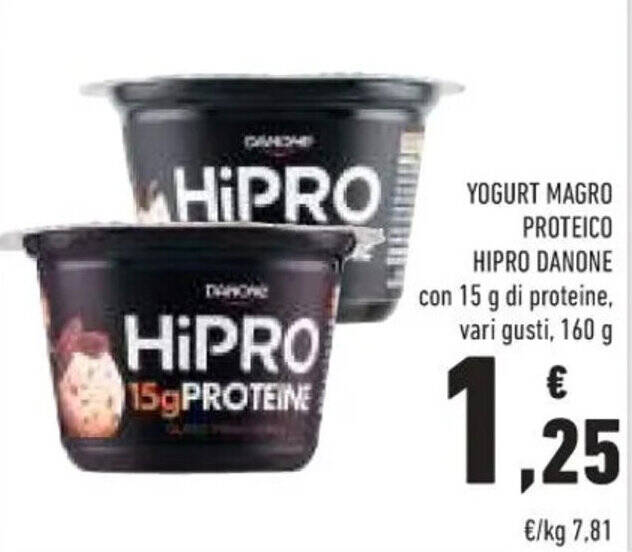 Offerta YOGURT MAGRO PROTEICO HIPRO DANONE con 15 g di proteine, vari ...