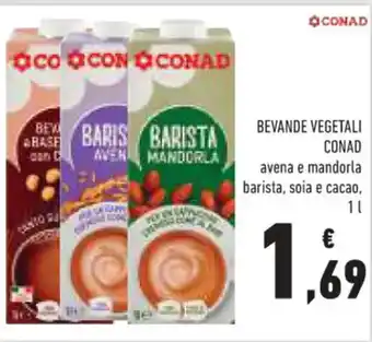Conad BEVANDE VEGETALI CONAD avena e mandorla barista, soia e cacao, 1L offerta