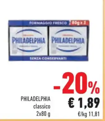 Conad PHILADELPHIA classico 2x80 g offerta