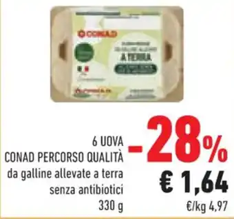 Conad 6 UOVA CONAD PERCORSO QUALITÀ 330 g offerta