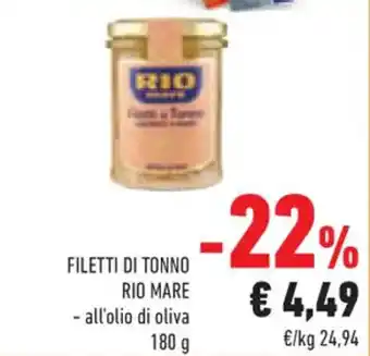 Conad FILETTI DI TONNO RIO MARE 180 g offerta