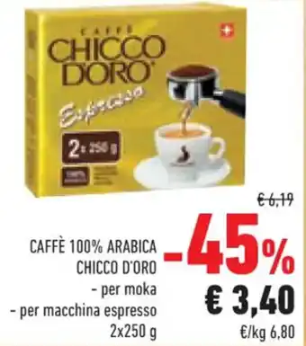 Conad CAFFÈ 100% ARABICA CHICCO D'ORO 2 x 250 g offerta