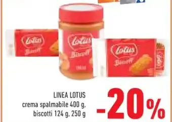 Conad LINEA LOTUS crema spalmabile 400 g. biscotti 124 g, 250 g offerta