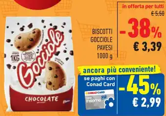 Conad BISCOTTI GOCCIOLE PAVESI 1000 g offerta