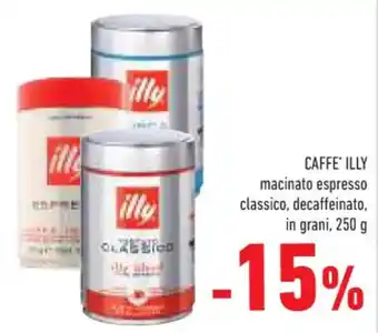 Conad CAFFE' ILLY macinato espresso classico, decaffeinato, in grani, 250 g offerta