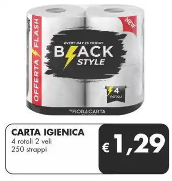 MD Discount CARTA IGIENICA 4 rotoli 2 veli 250 strappi offerta