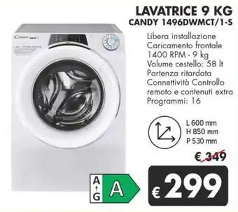 MD Discount LAVATRICE 9 KG CANDY 1496DWMCT/1-S offerta